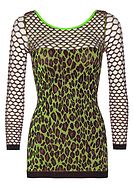 Seamless leopard mini dress with diamond net, plus size